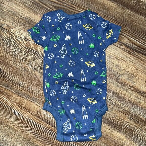 Koala Baby Blue Space Baby Boy Snap Up Onesie Size 3M - Picture 2 of 3